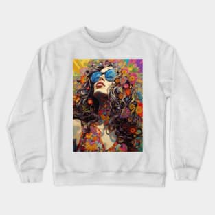 Hippie girl enjoying the sun Crewneck Sweatshirt